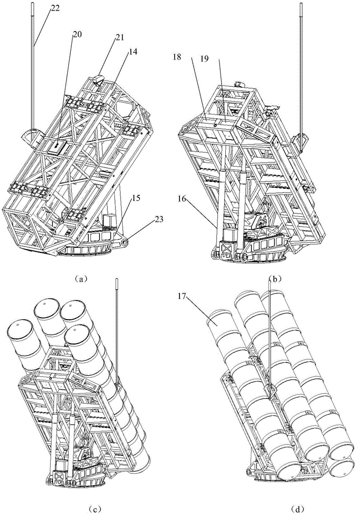 A missile launcher structure for inclined launch