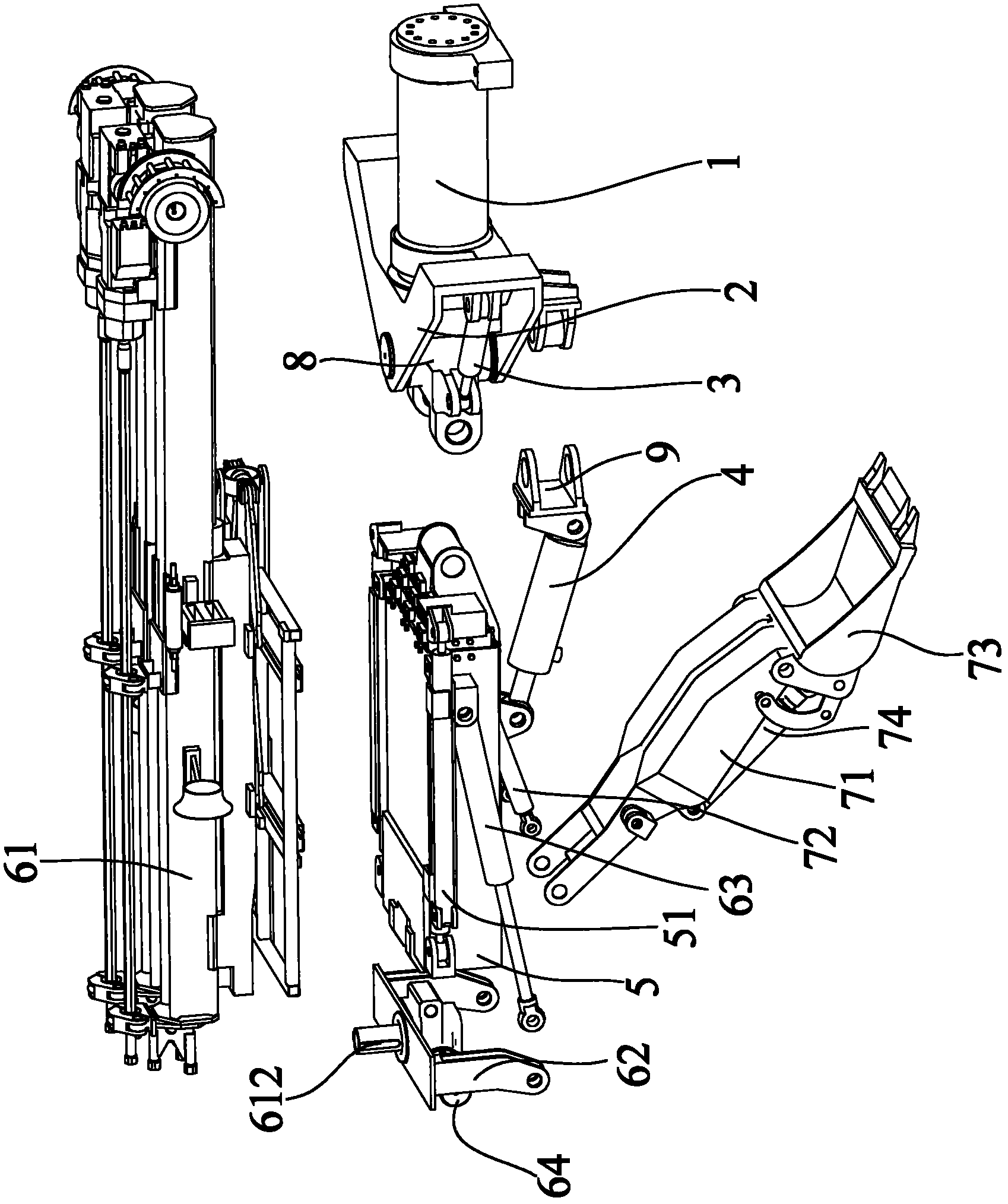 Drill loader working device