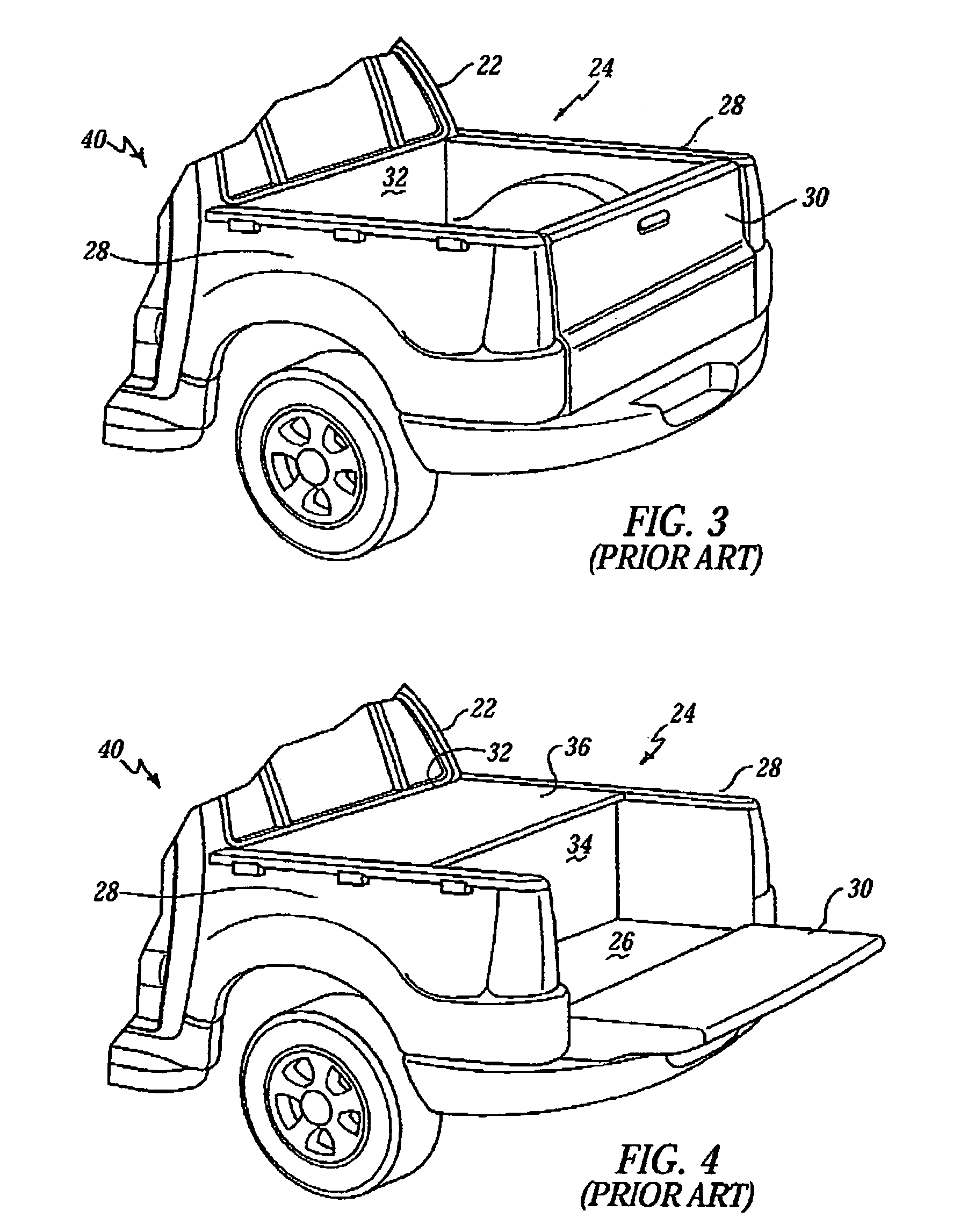 Vehicle cargo bed extender having a pin lock assembly