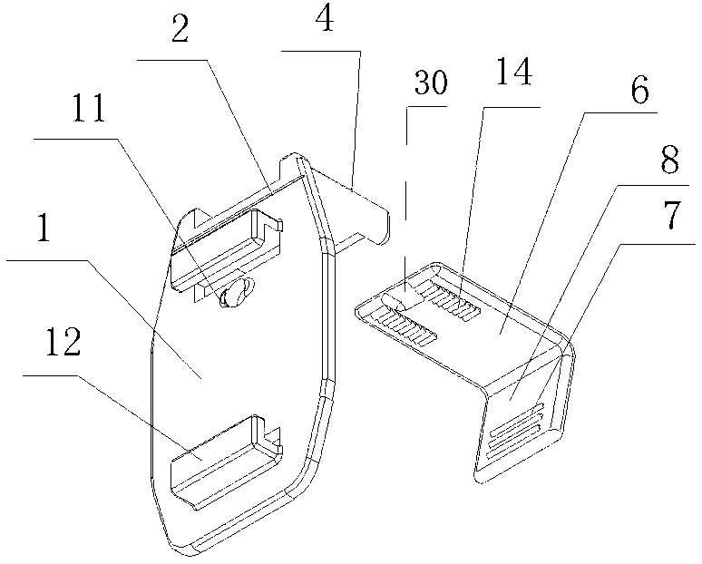 Roller blind fixing seat and window frame connection device