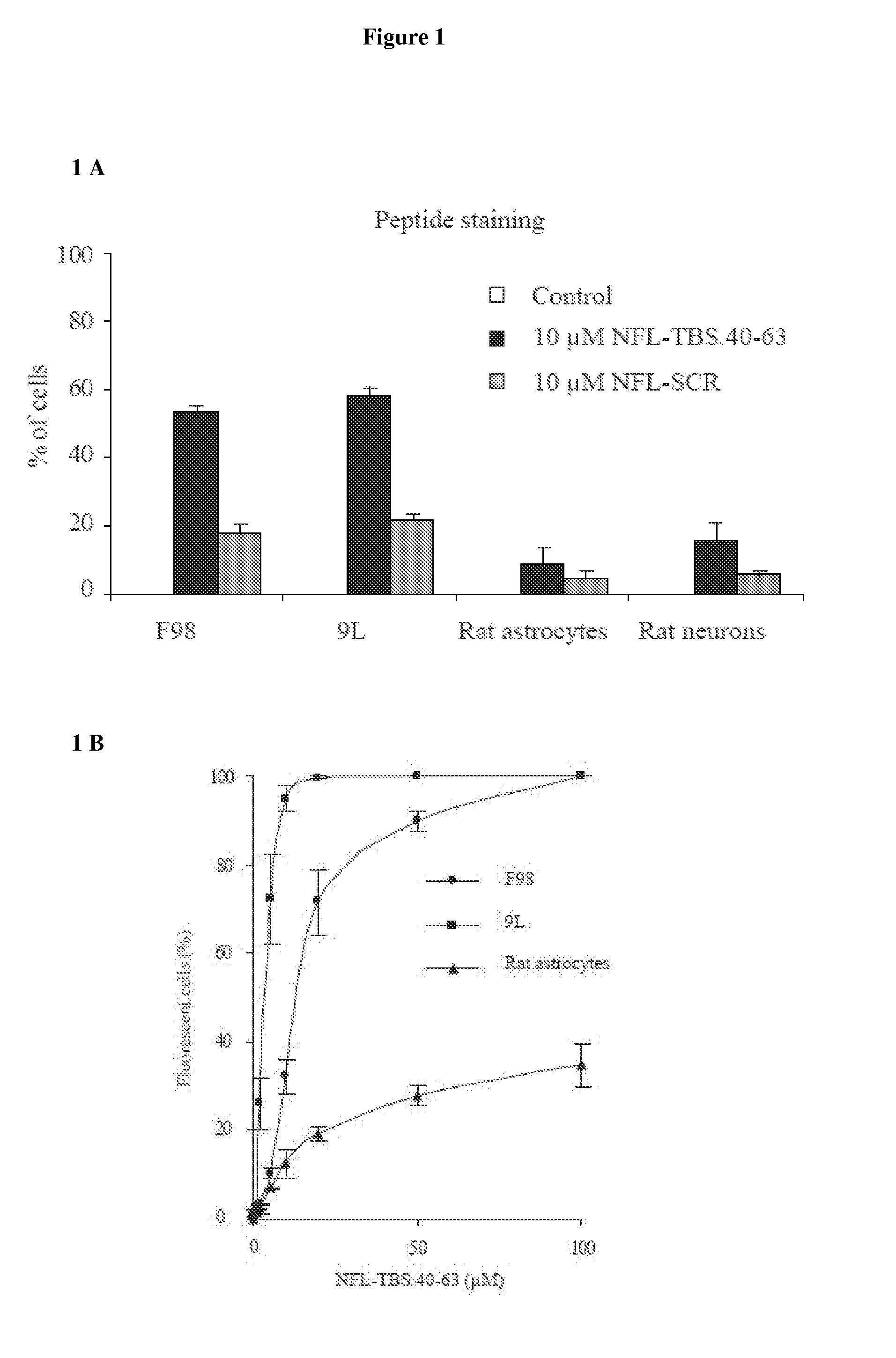 Use of a neurofilament peptide for the treatment of glioma