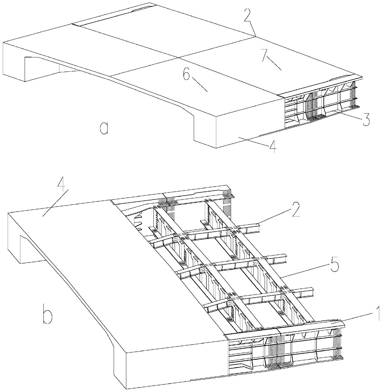 Hybrid composite beam steel-concrete combined section and mounting method thereof