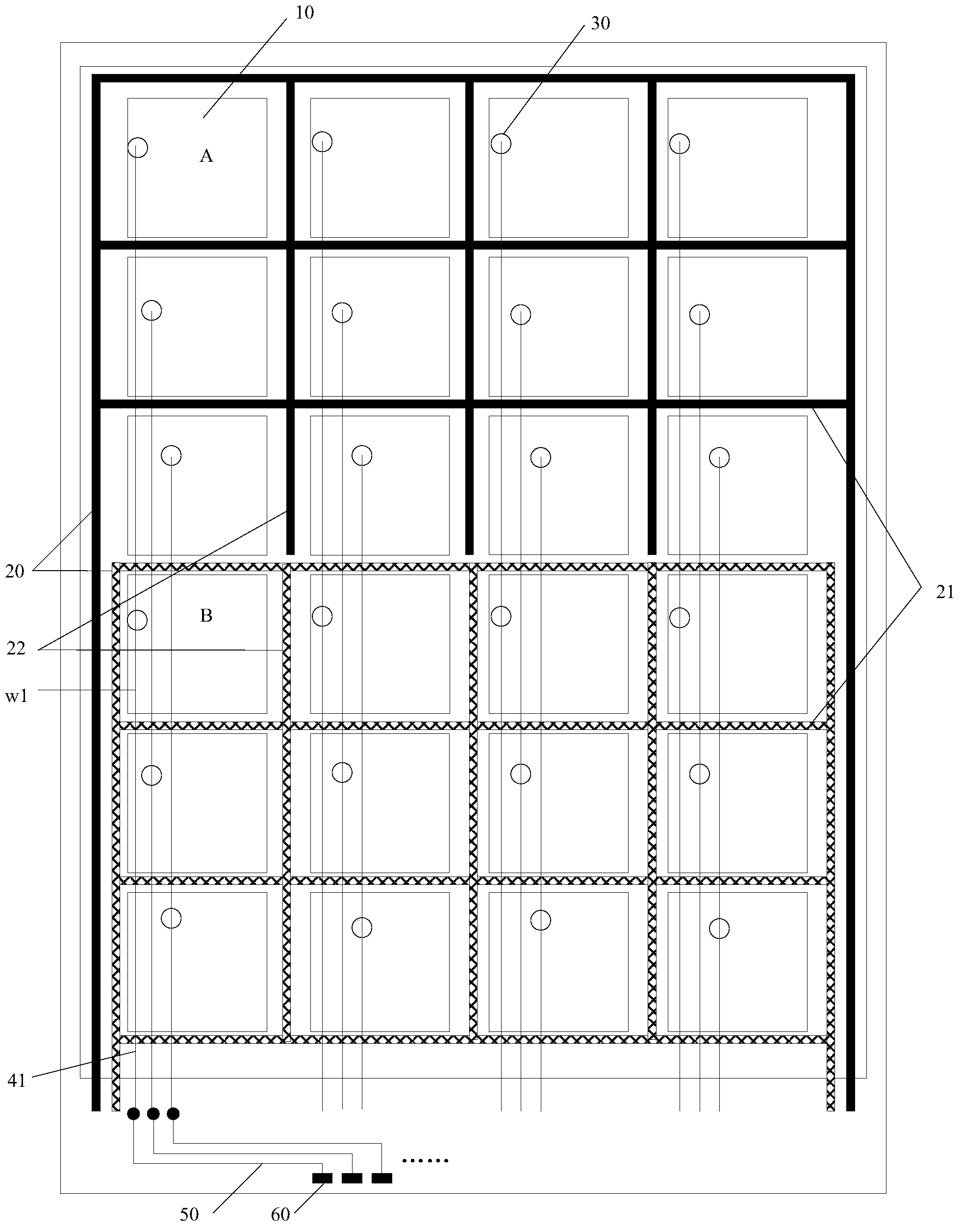 Capacitive touching structure, embedded touch screen, display device and scanning method of display device