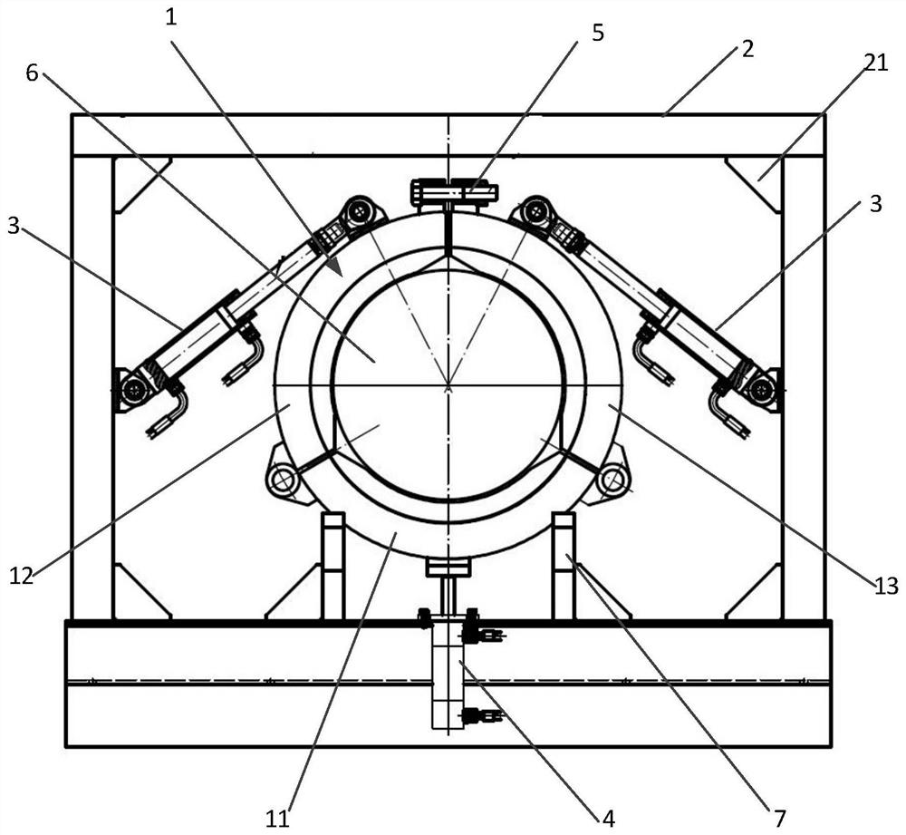 Automatic locking device for three-piece type hoop flange