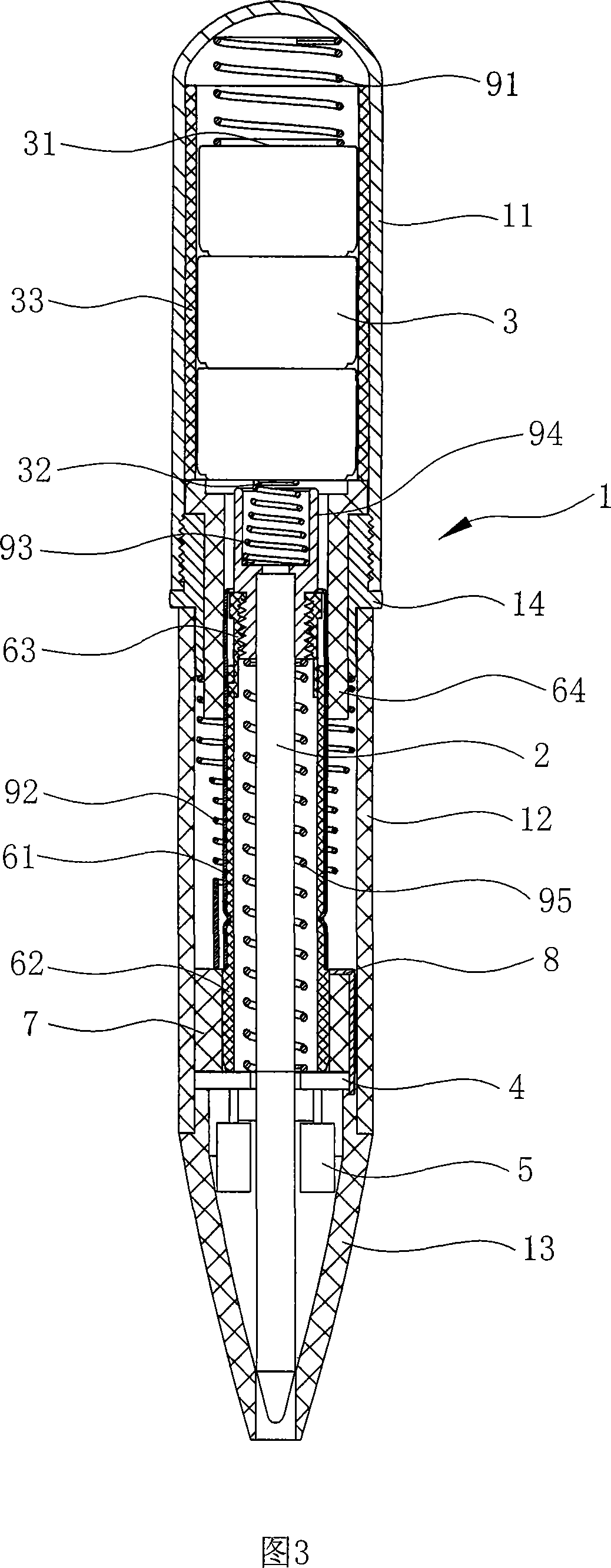 Rotating LED illuminating pen