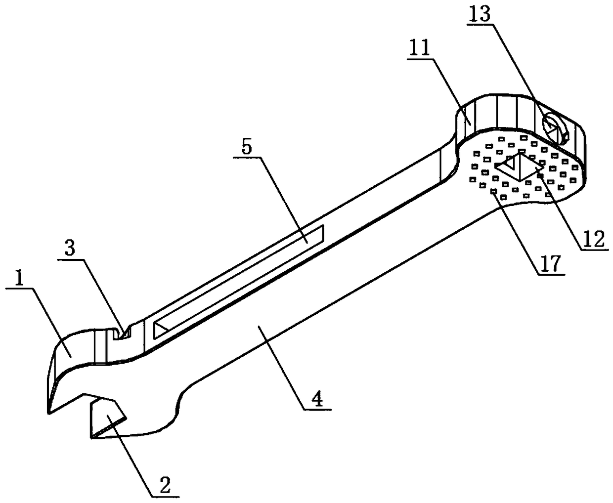 Double-head wrench capable of measuring locking clearance and being used for chiseling