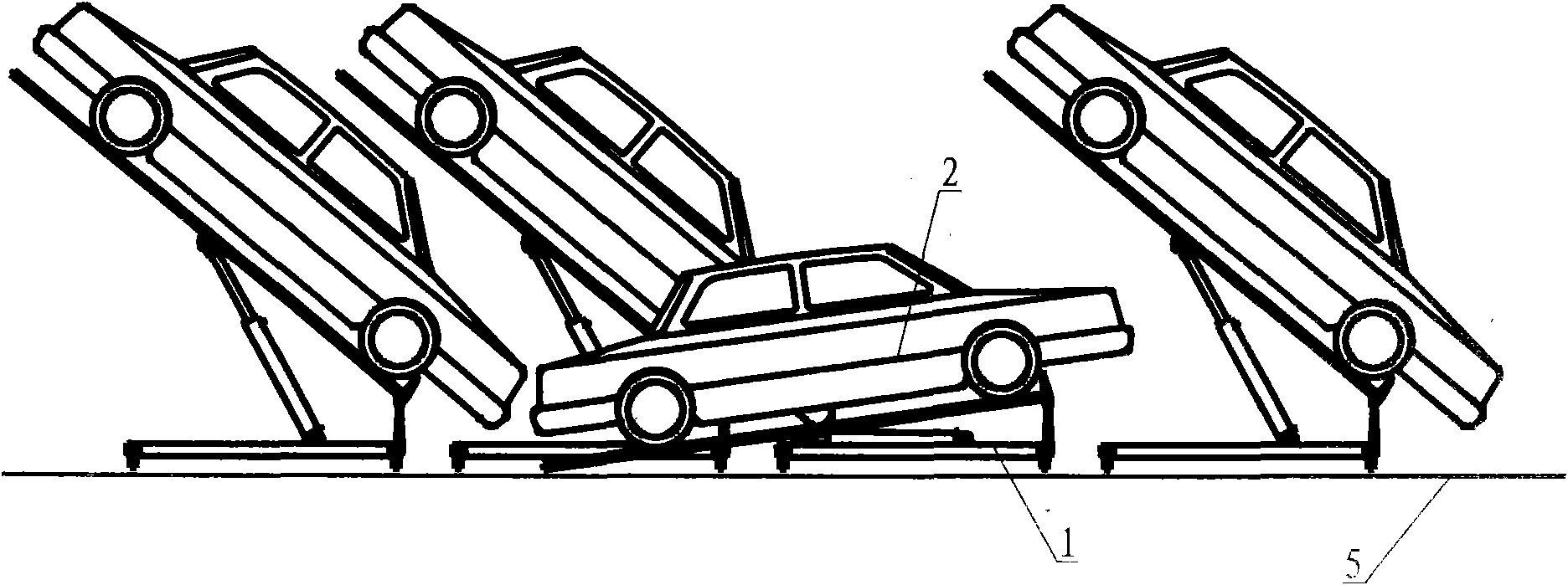 Monolayer slope multiplication parking method and slop parking planker