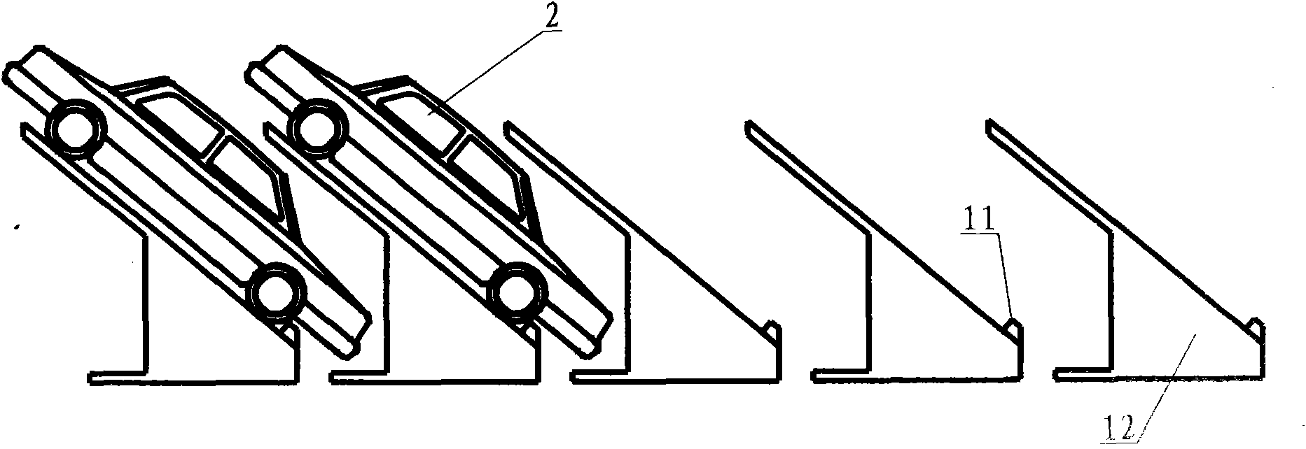 Monolayer slope multiplication parking method and slop parking planker