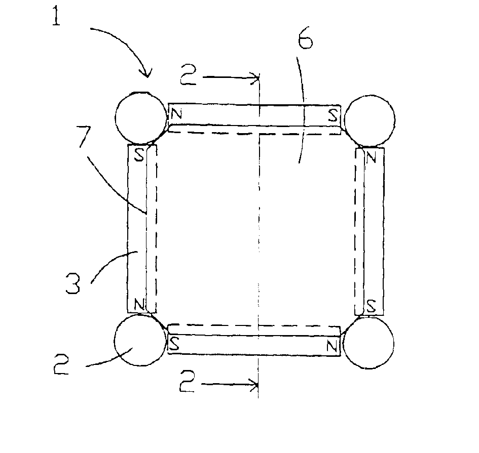 Assembly of modules with magnetic anchorage for the construction of stable grid structures