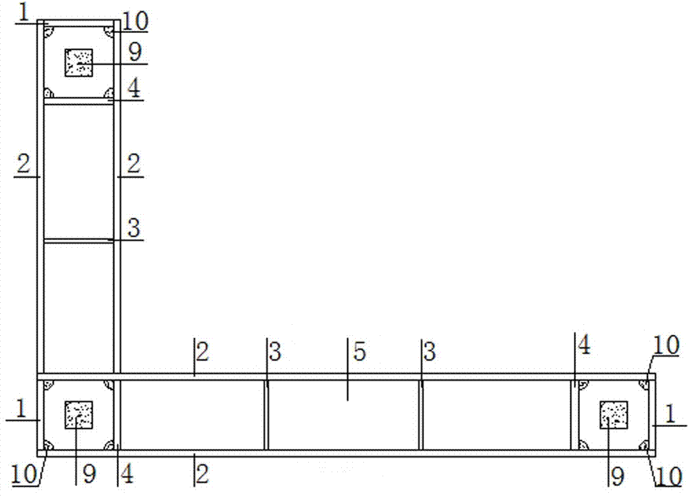 Multi-cavity L-shaped encased-steel plate shearing wall