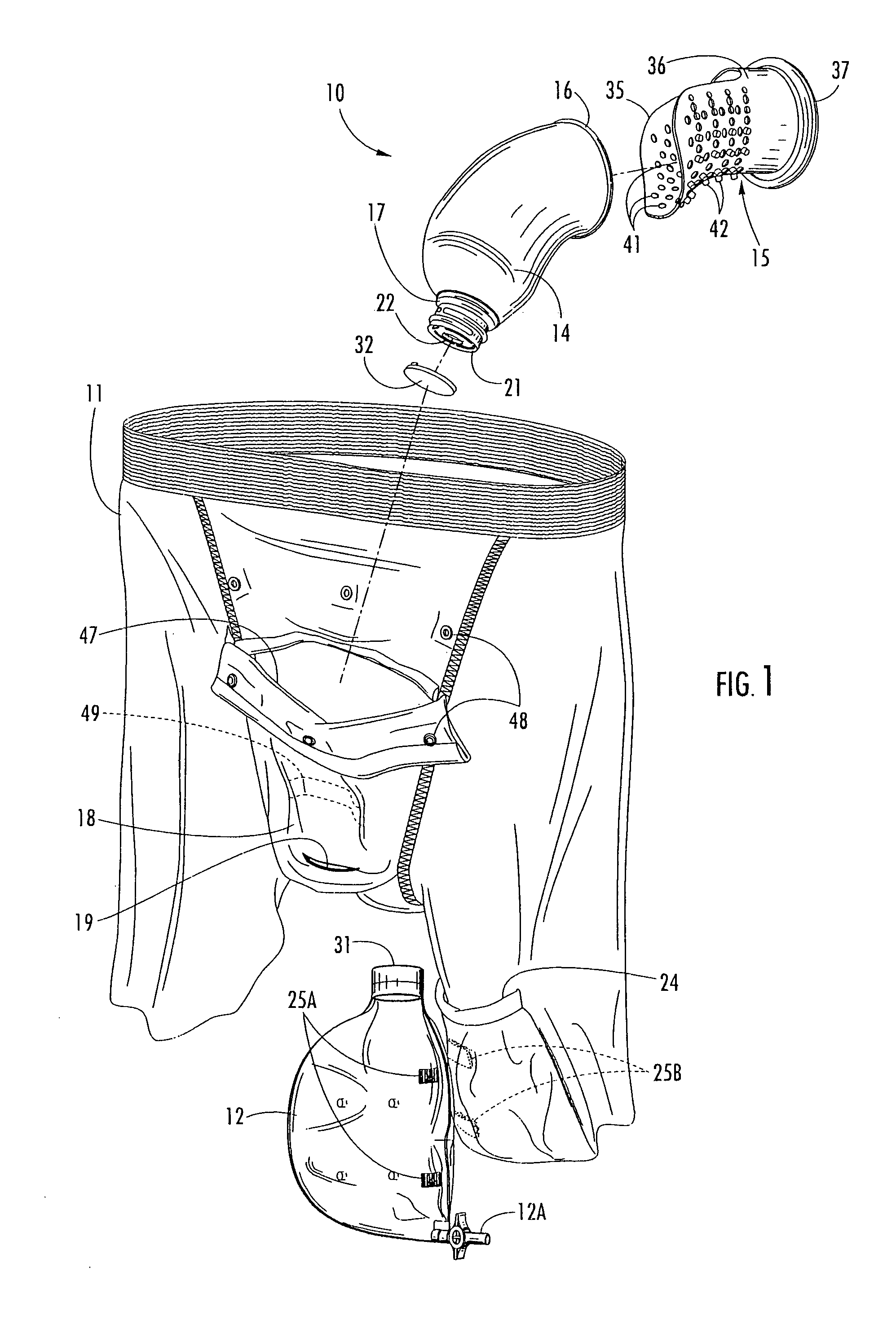 Receptacle for a male incontinence device