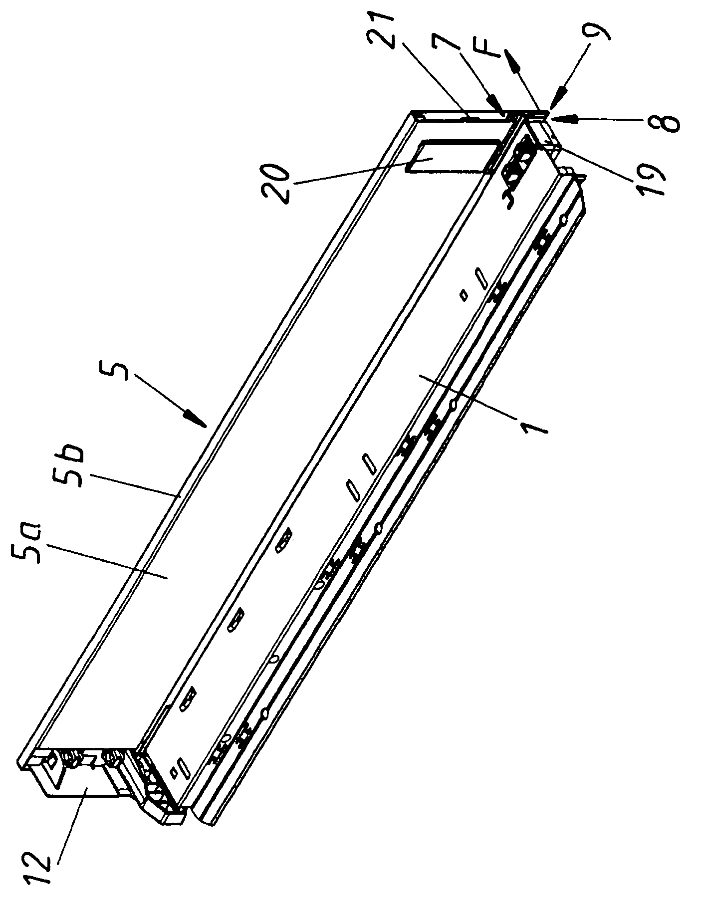 Drawer side wall having an inner wall and an outer wall