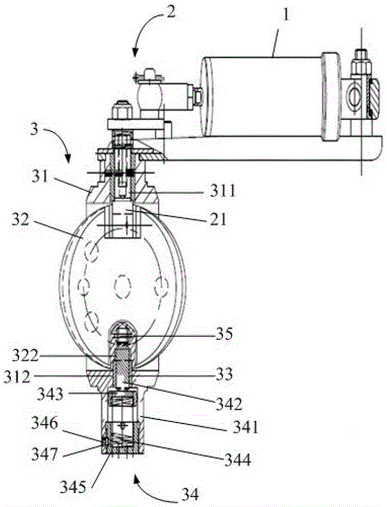 Auxiliary brake valve device with pressure limiting and air release with grooves on the driving shaft