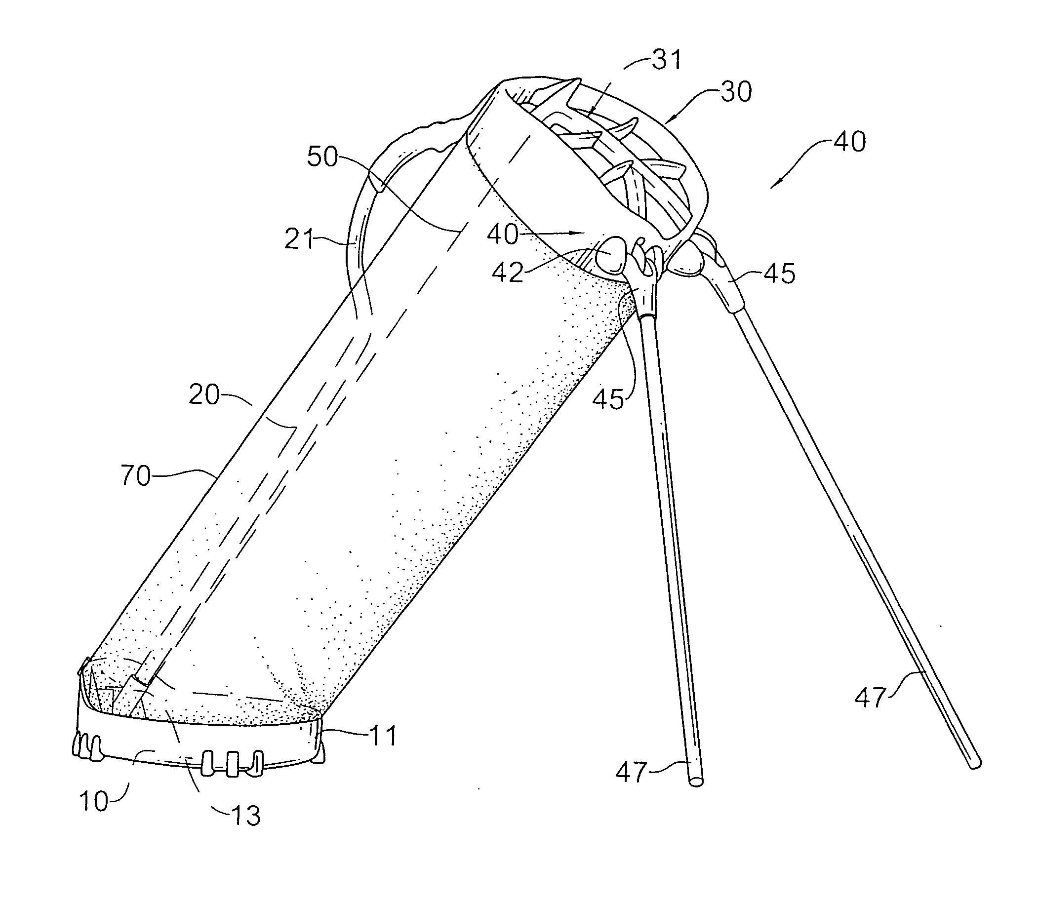 Golf bag structure with two leg assemblies
