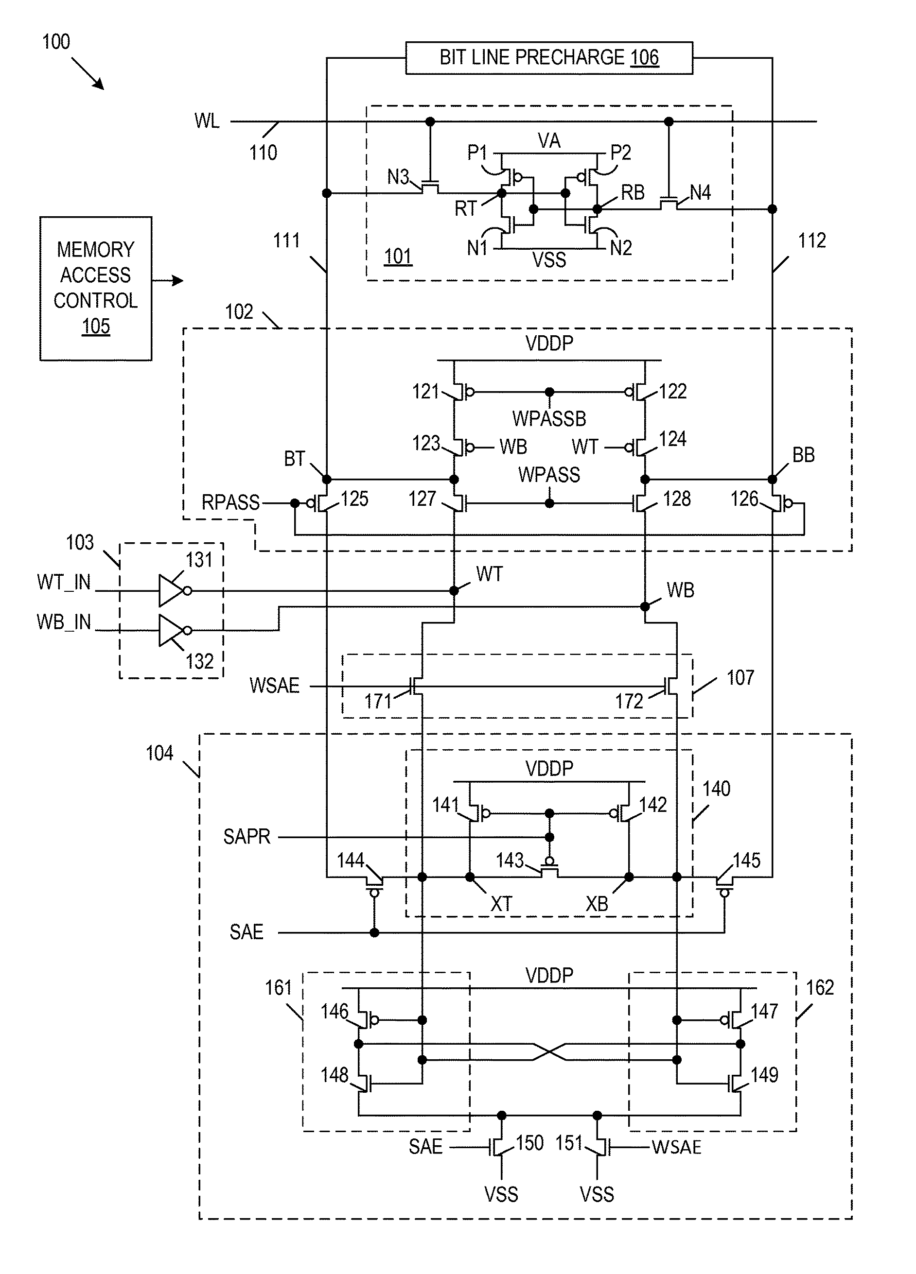 Using Sense Amplifier As A Write Booster In Memory Operating With A Large Dual Rail Voltage Supply Differential