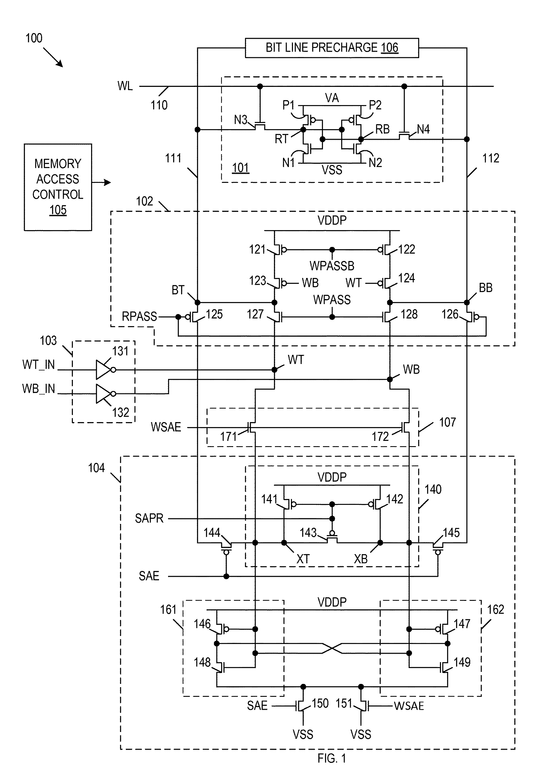 Using Sense Amplifier As A Write Booster In Memory Operating With A Large Dual Rail Voltage Supply Differential