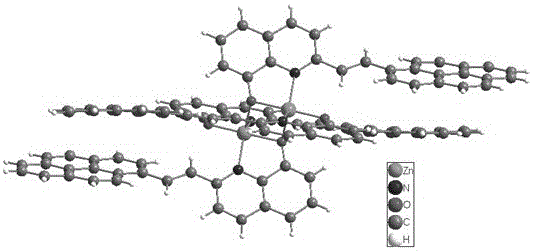 A kind of dimeric crystal containing pyrene 8-hydroxyquinoline zinc complex and its preparation method and application