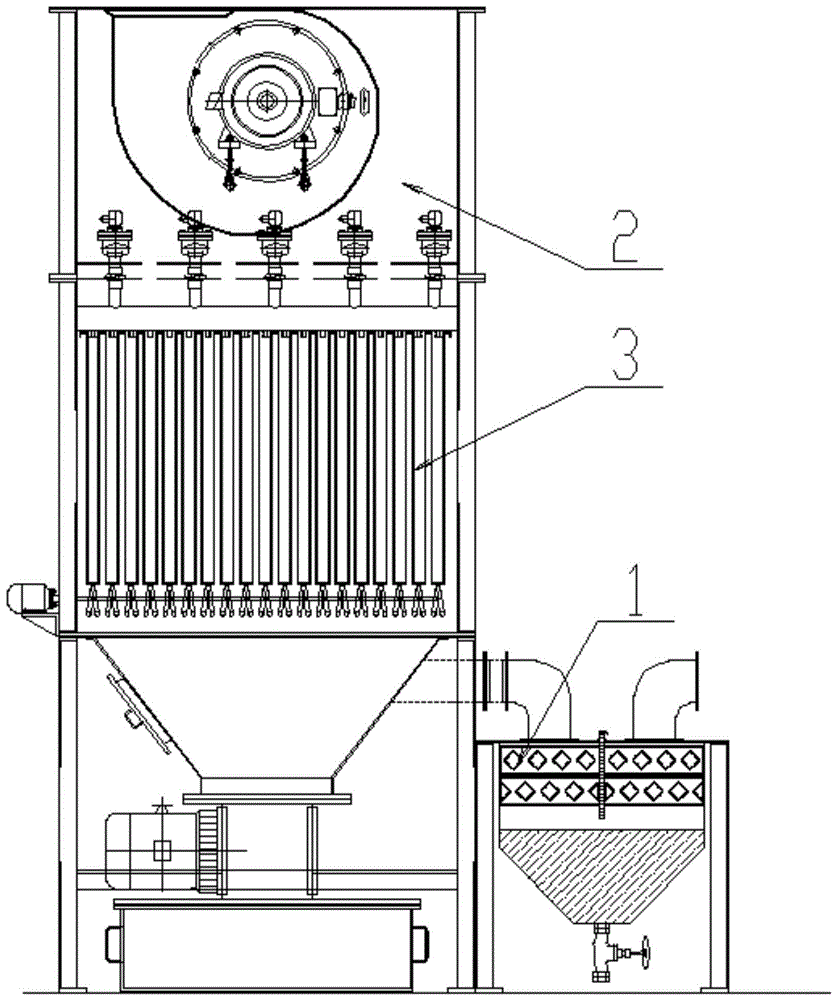 Dust removal device and pre-separation device with spark trap and automatic fire extinguishing system