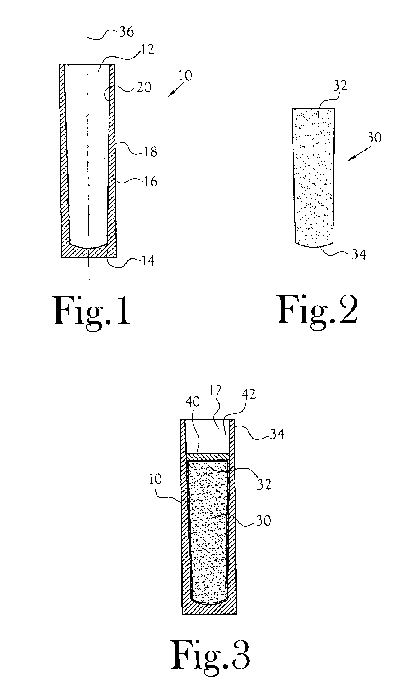 Tapered powder-based core for projectile