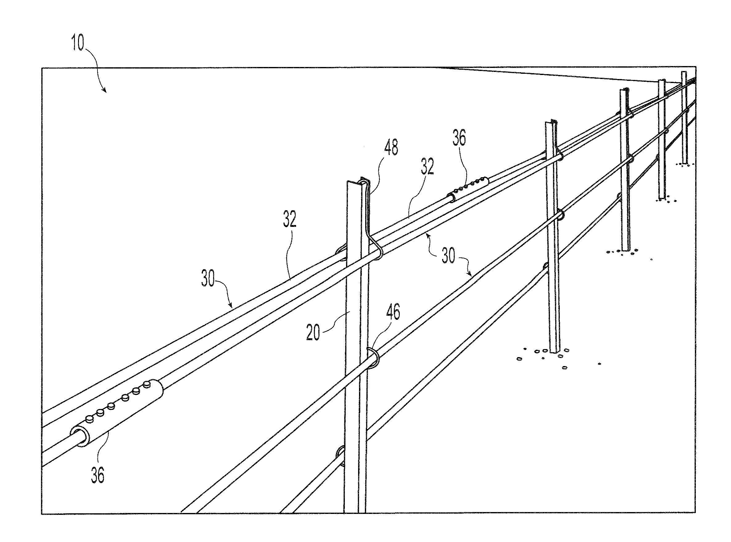 Roadway guardrail system and hanger