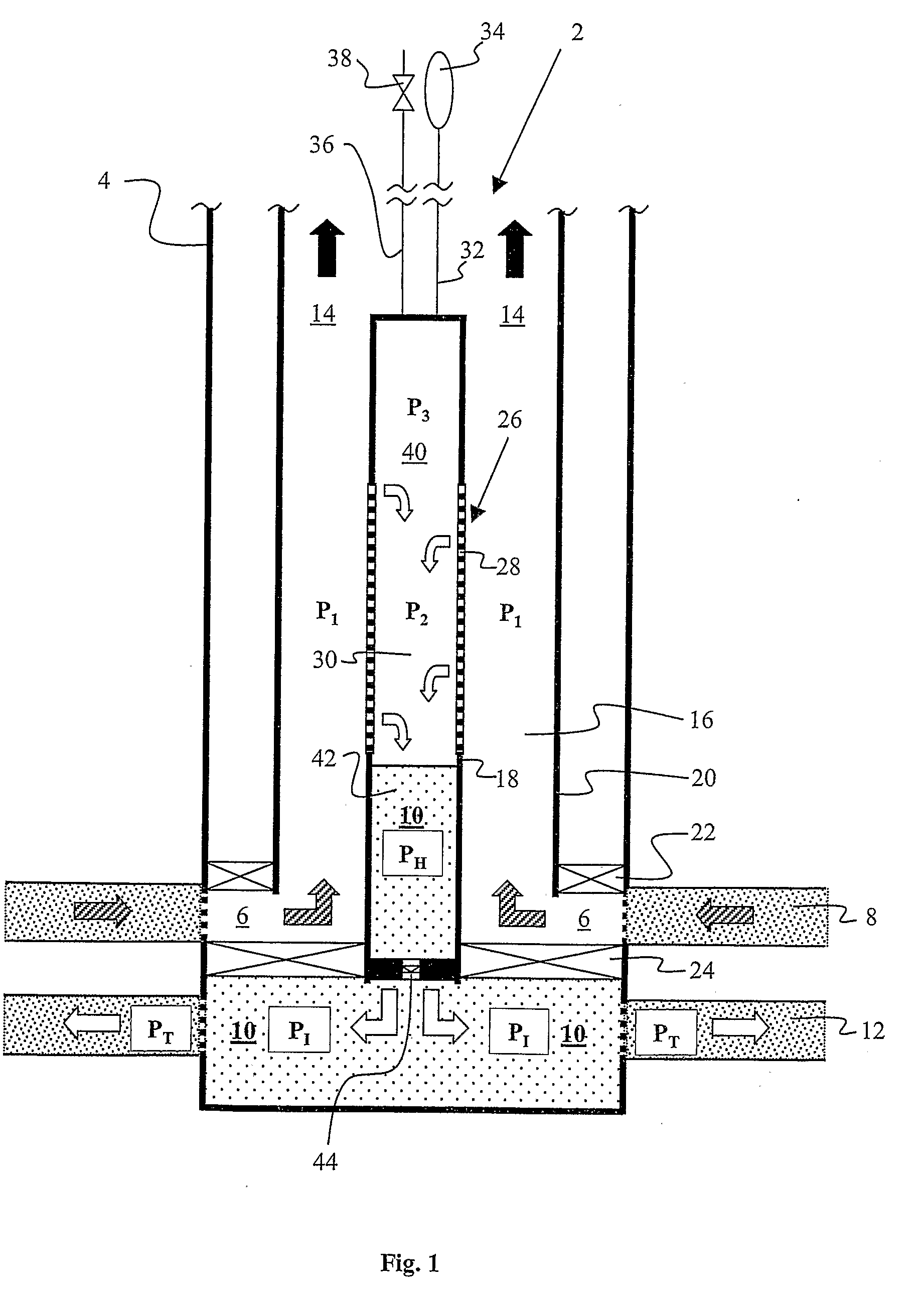 Method and an Apparatus for Separation and Injection of Water from a Water- and Hydrocarbon-Containing Outflow Down in a Production Well