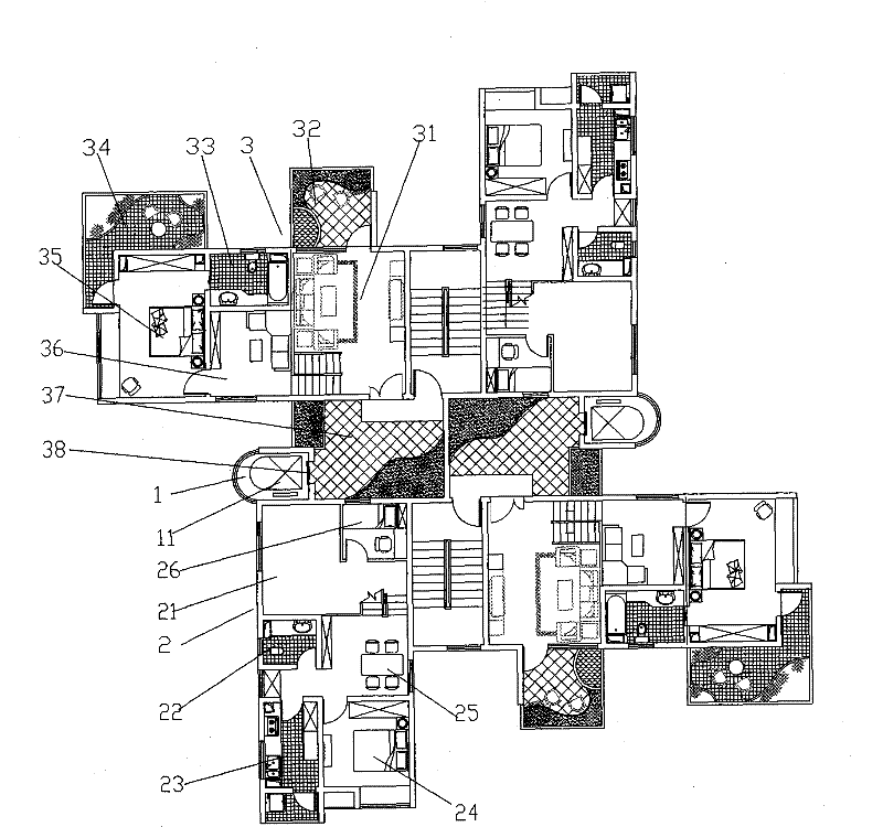 Constructible villa type apartment or office system