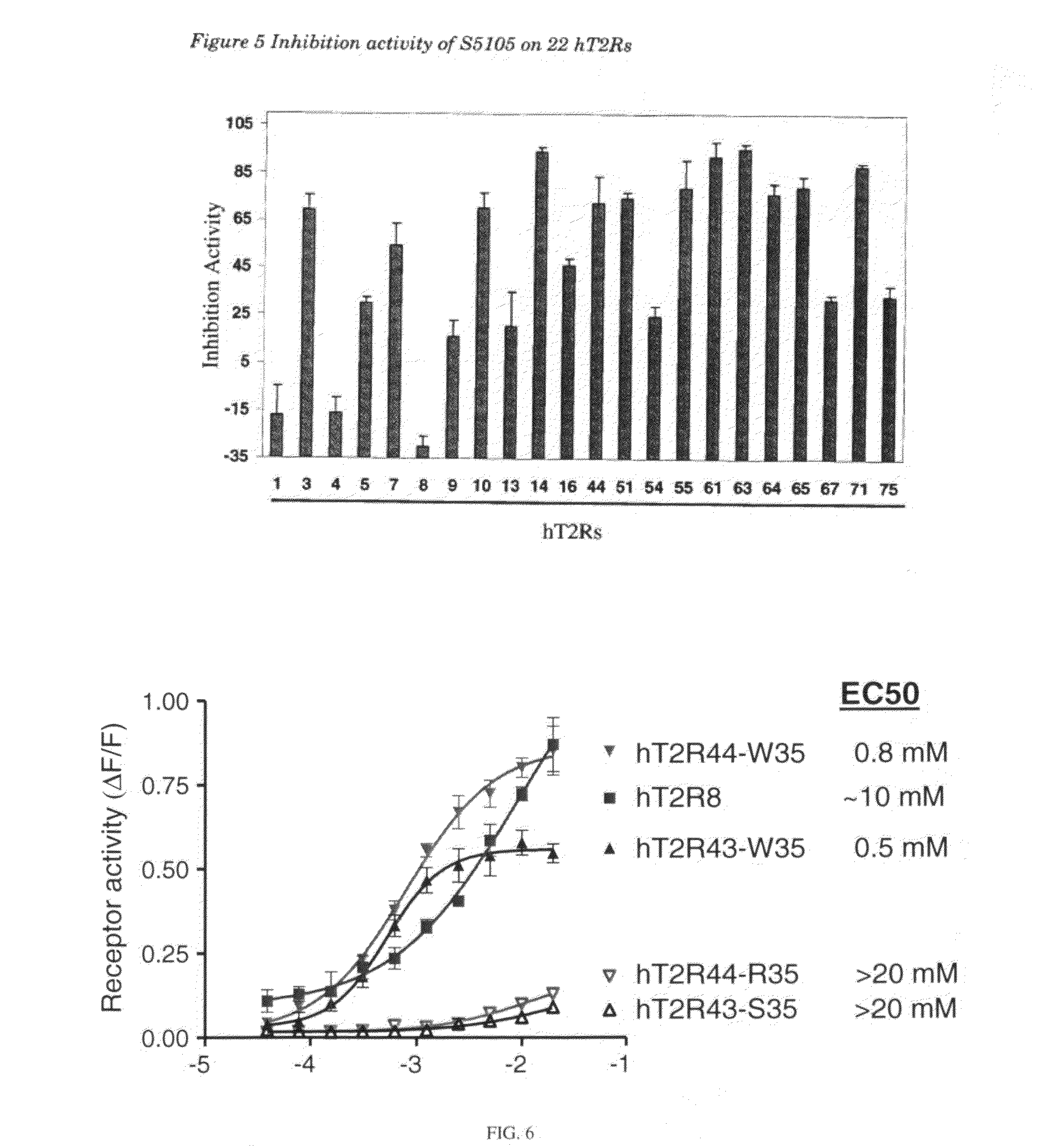 Identification of human T2R receptors that respond to bitter compounds that elicit the bitter taste in compositions, and the use thereof in assays to identify compounds that inhibit (block) bitter taste in compositions and use thereof