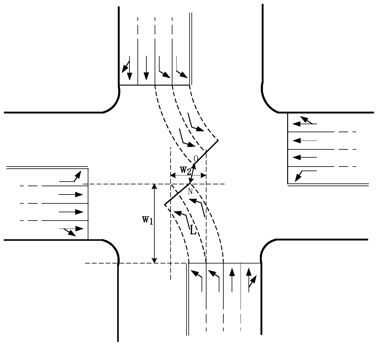 Plane intersection left turn waiting area setting evaluation method