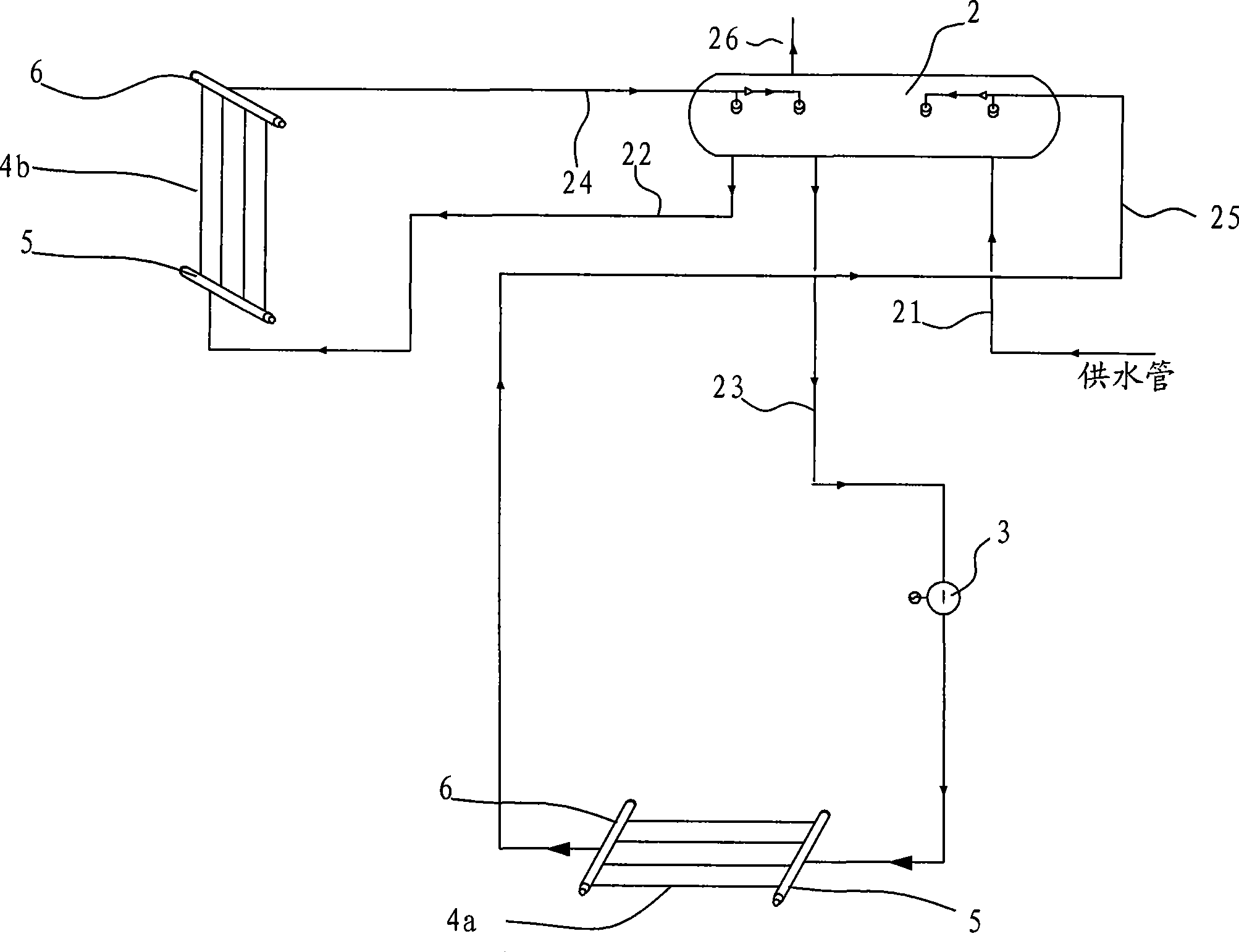 Circulating system of exhaust-heating boiler