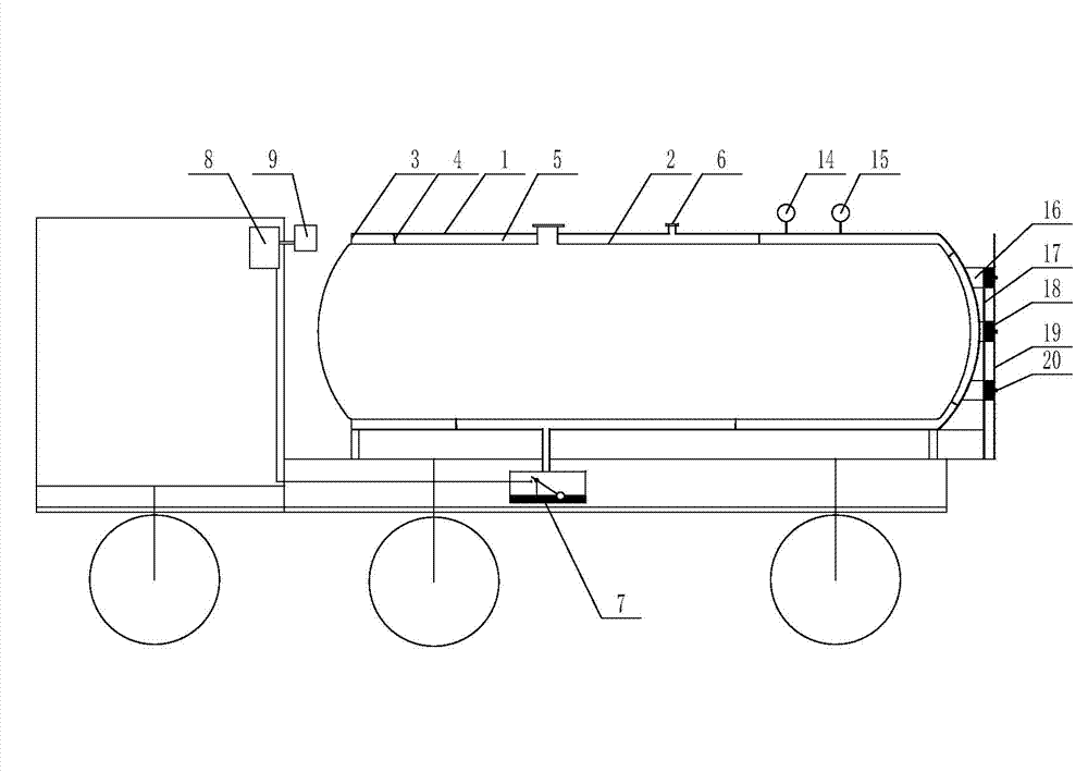 Tank body protecting device for flammable and combustible liquid transport vehicle