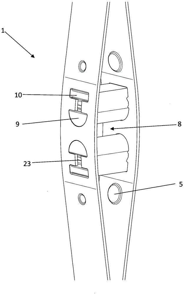 Heald preferably for processing strip-shaped material and method for producing the heald