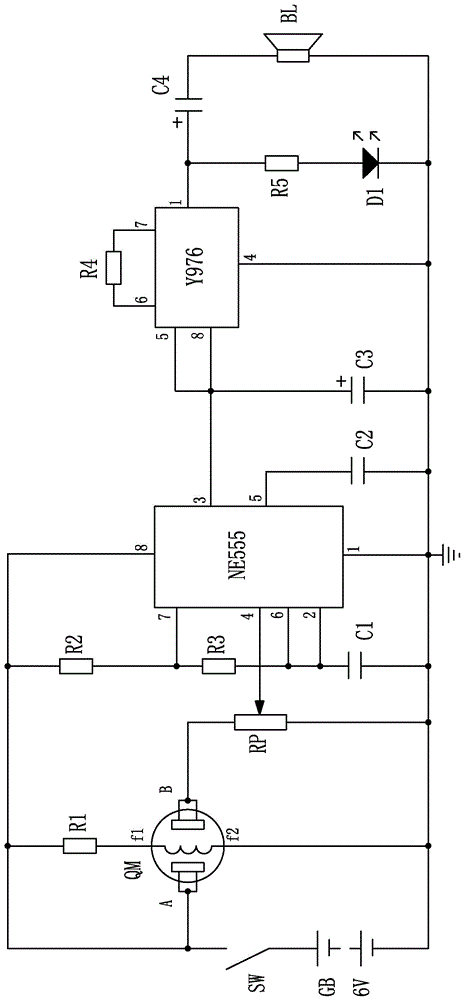 Audible and visual alarm for monitoring coal gas leakage