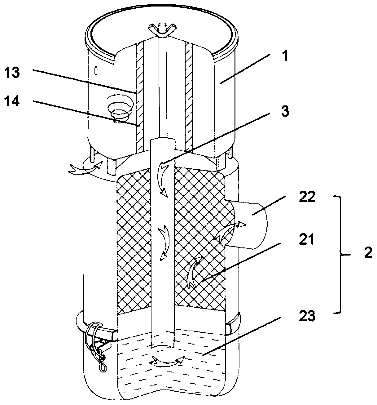 Air inlet and dust discharge device, air filter and micro-cultivator