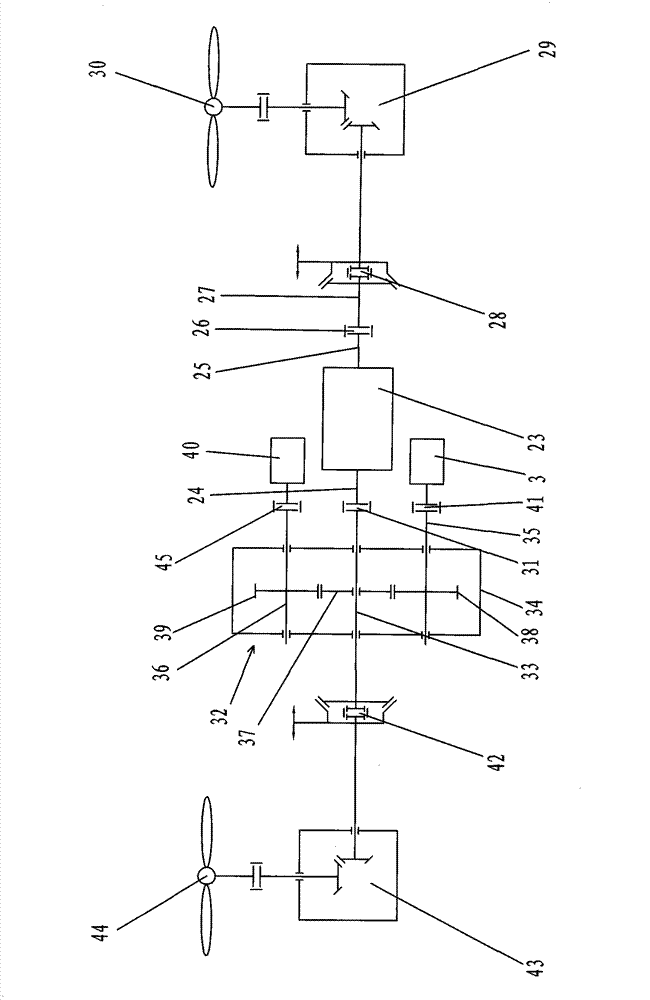 Vertically-lifting air-ground dual-purpose vehicle transmission system