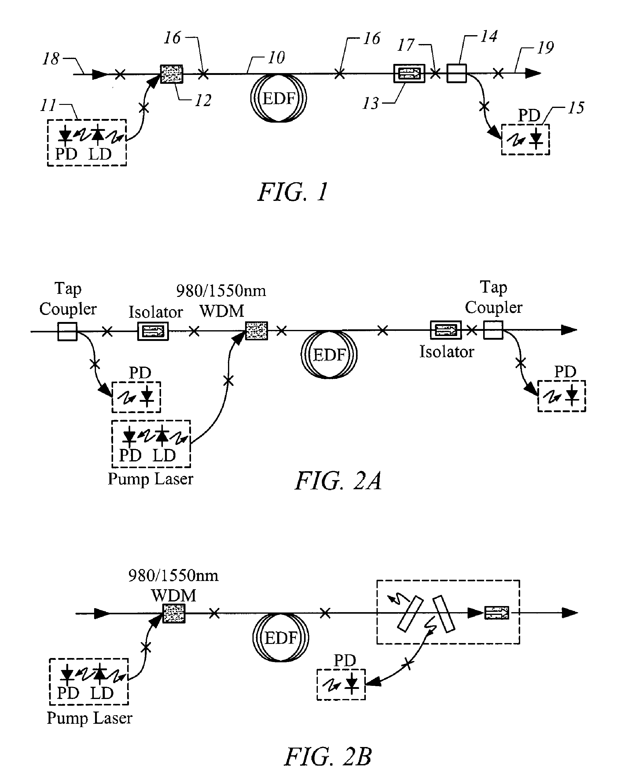 Erbium-doped fiber amplifier and integrated circuit module components