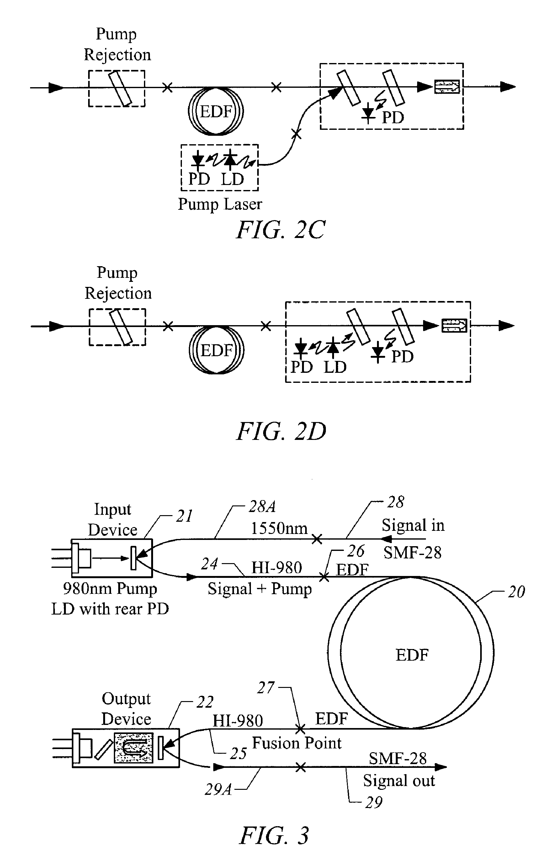 Erbium-doped fiber amplifier and integrated circuit module components