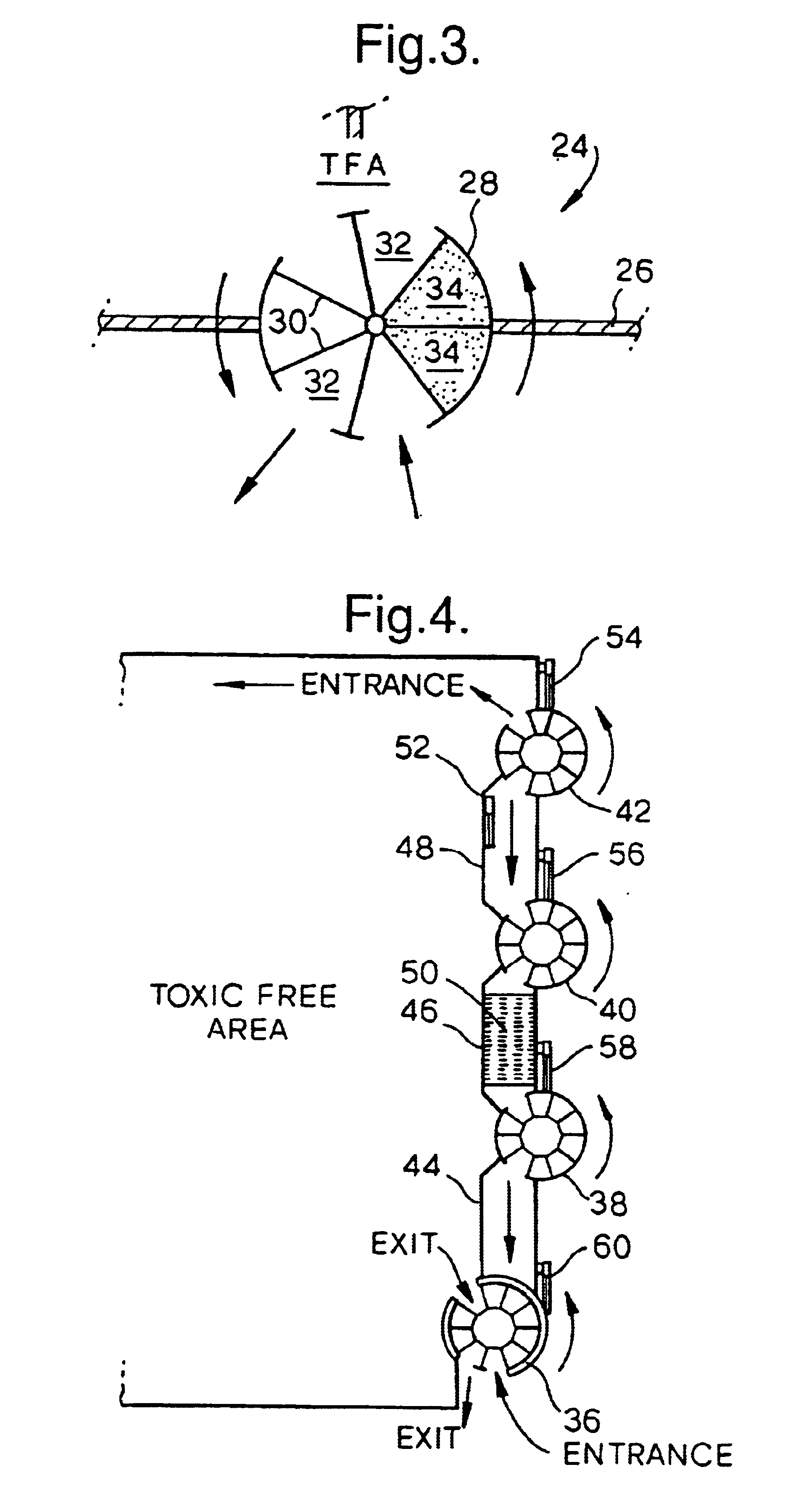 Airlock system and method for protecting a toxic-free area