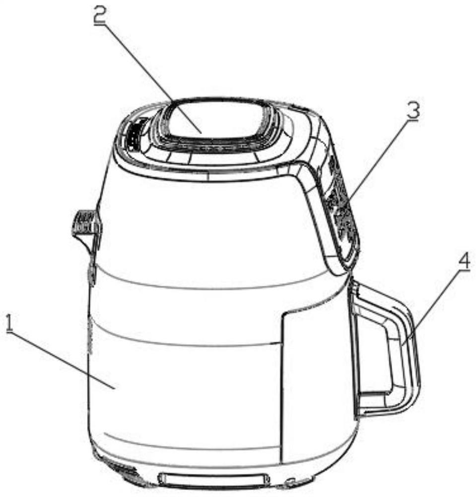 Low-noise air fryer cleaning device capable of automatically overturning food