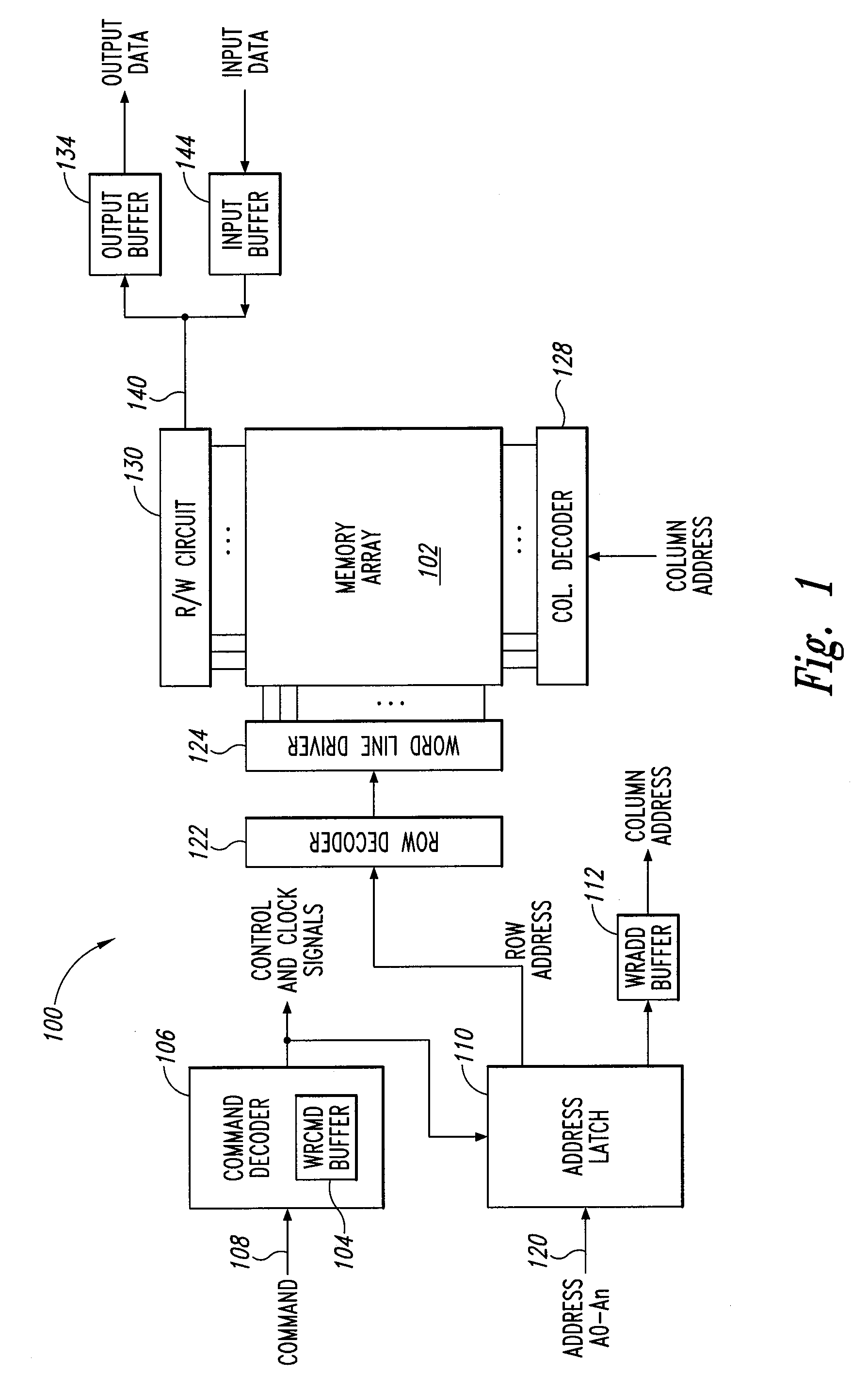 Apparatus and method for buffered write commands in a memory