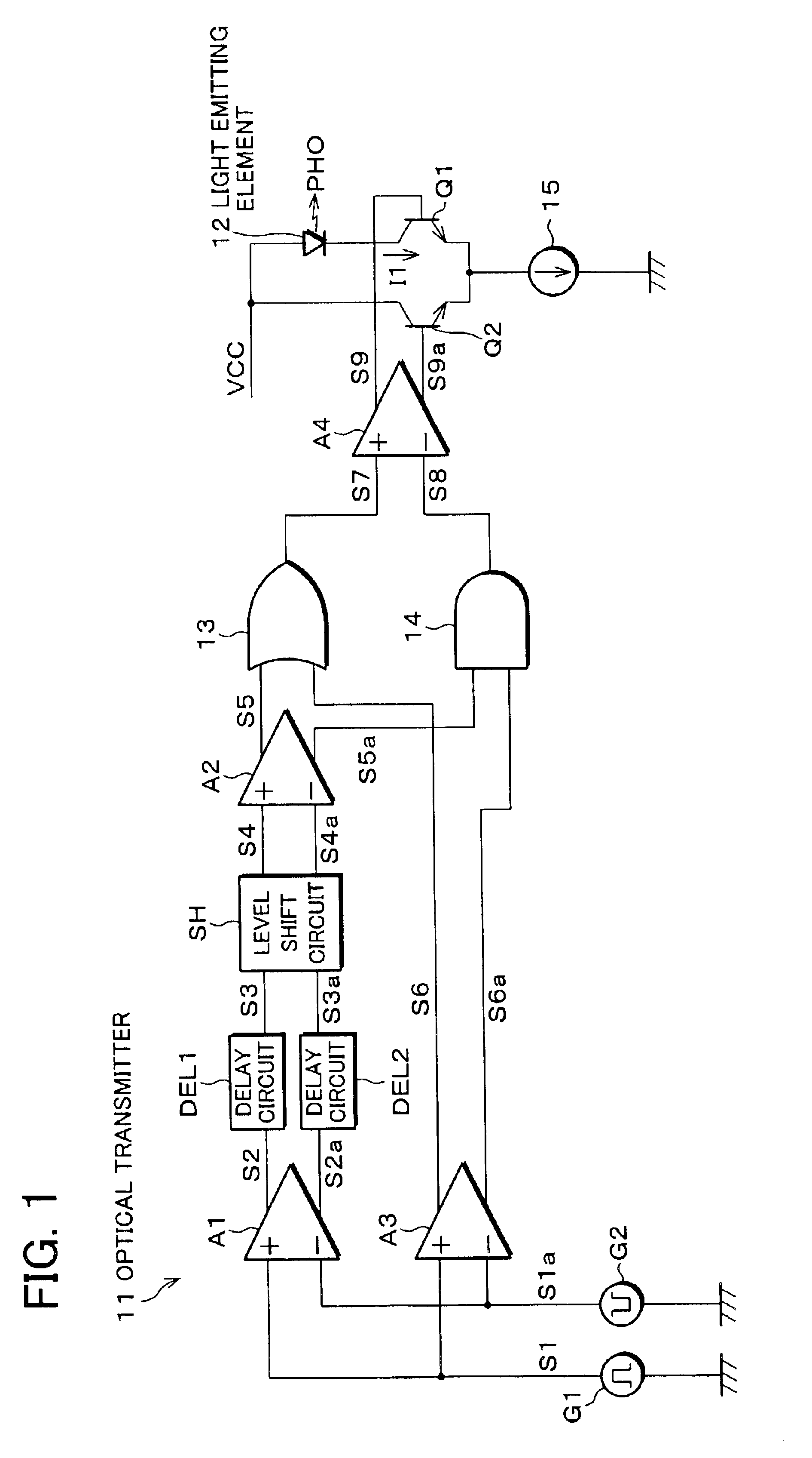 Driving circuit for light emitting element, and optical communication device using same