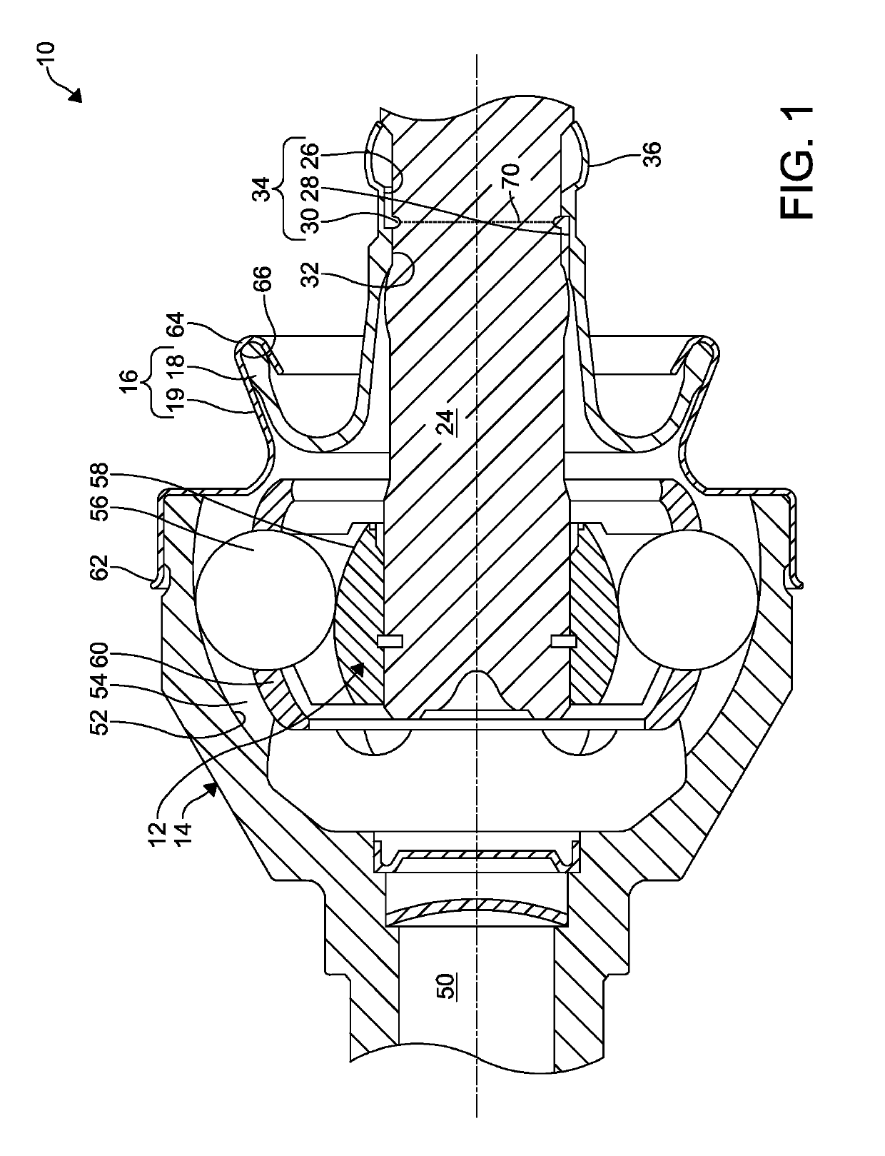 Constant velocity joint with cooperating boot and shaft vent channels