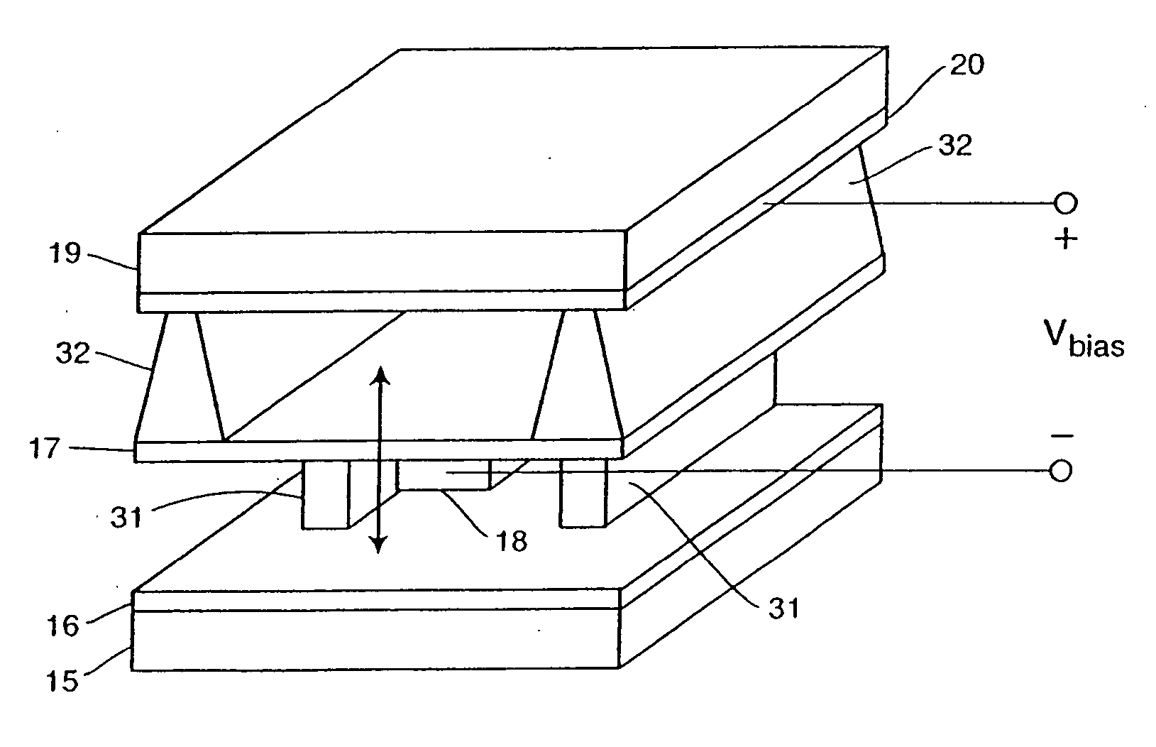 Variable capacitance membrane actuator for wide band tuning of microstrip resonators and filters