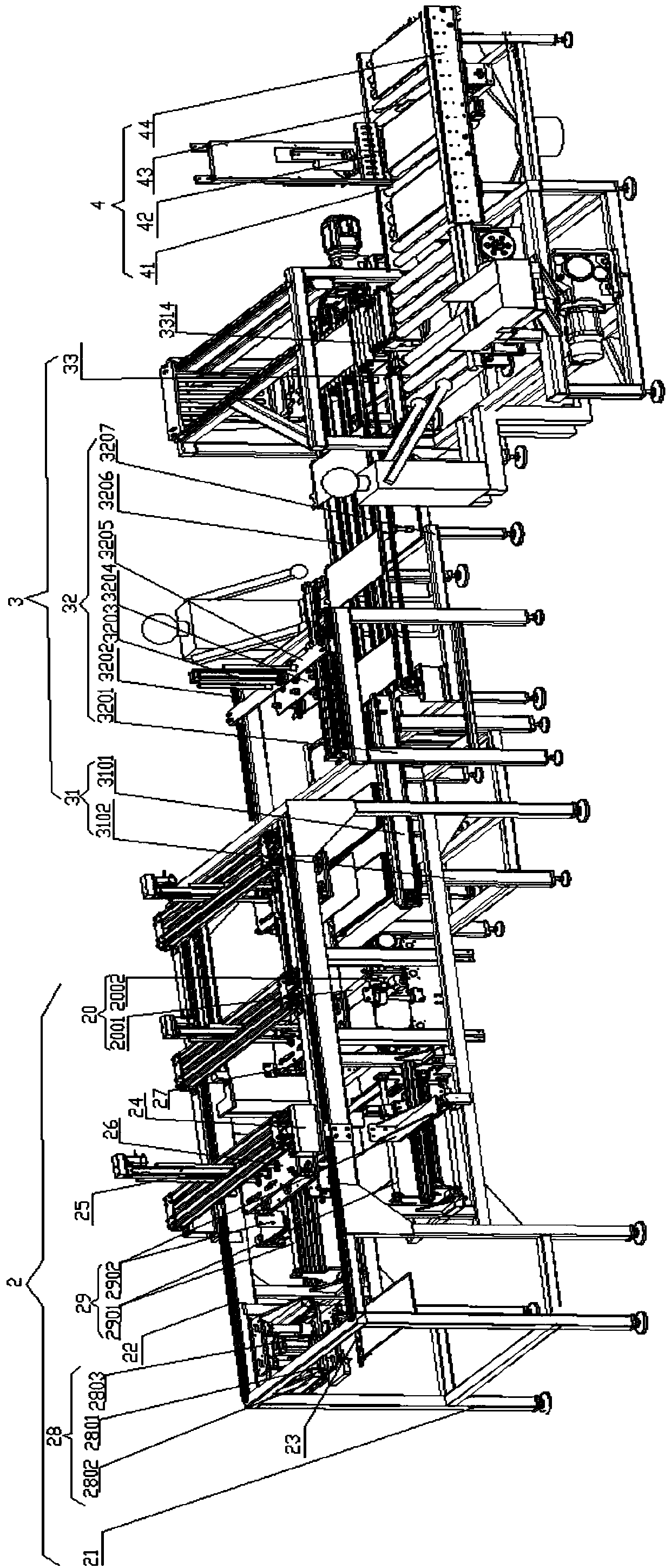 Automatic production system for lead-acid storage battery electrode plate treatment line