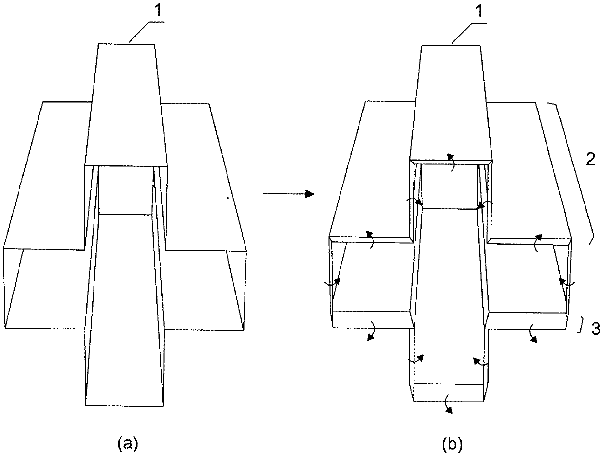 Energy absorbing box provided with concave polygonal section and provided with fold at one end