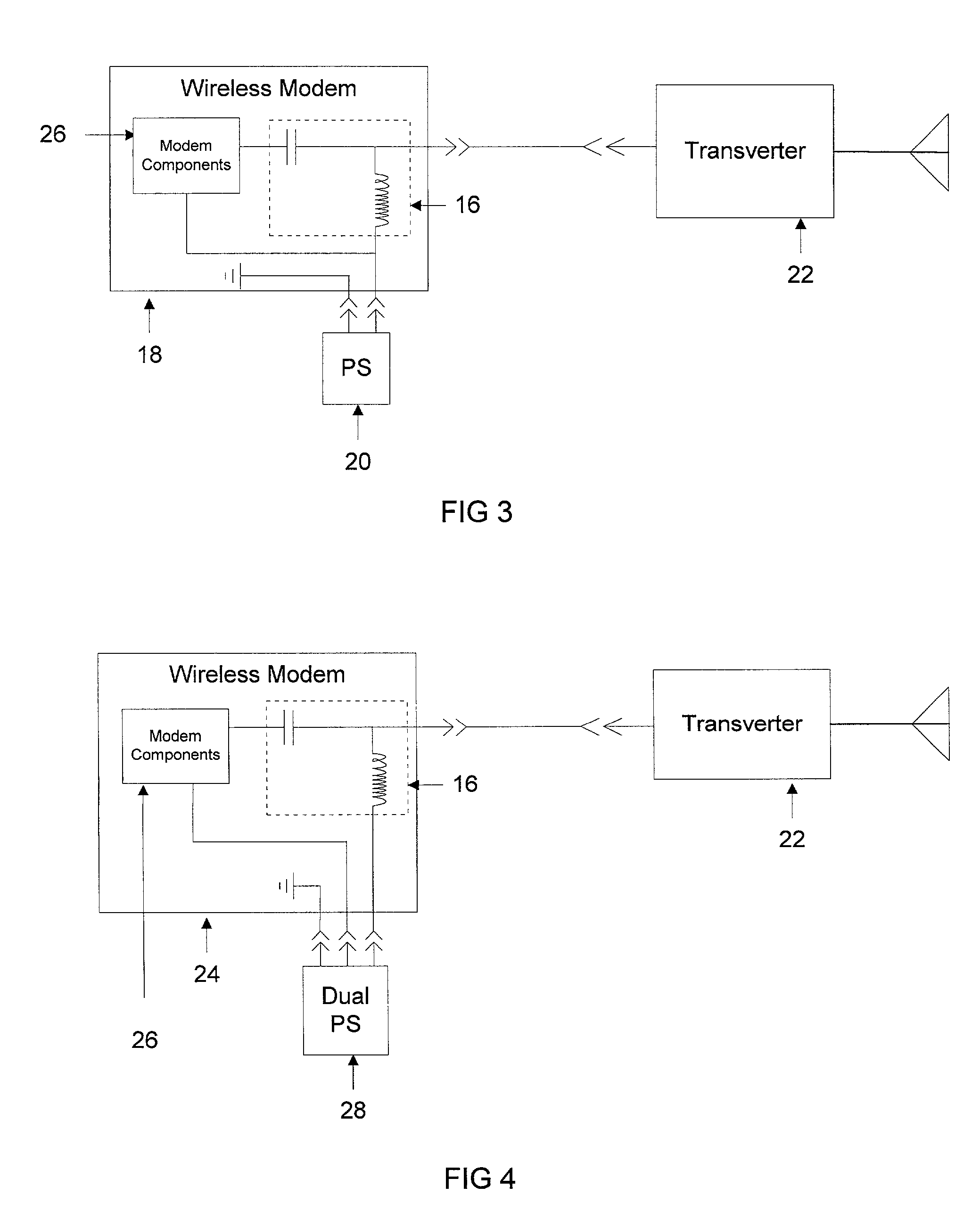 Power inserter configuration for wireless modems