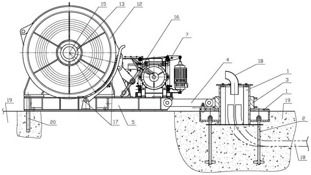 Immersed tube traverse mooring winch and system