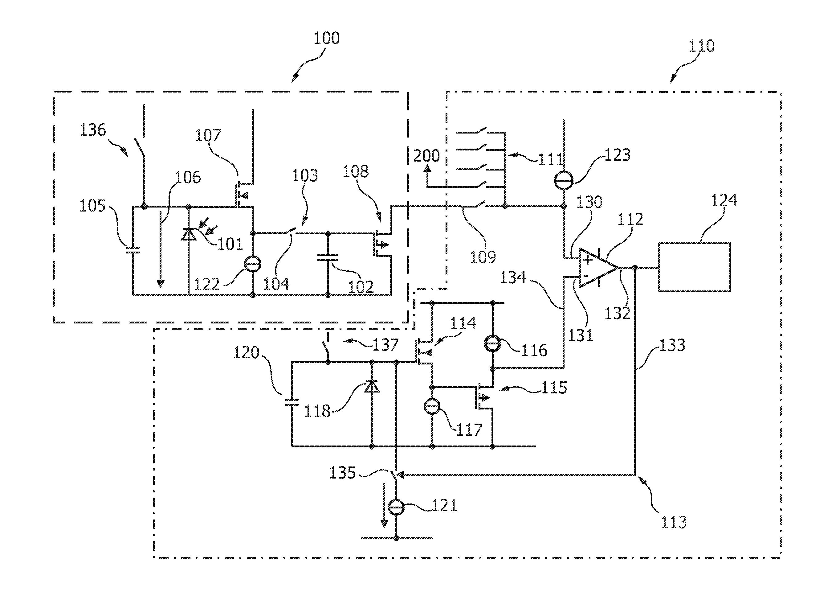 Processing circuit for an X-ray sensor