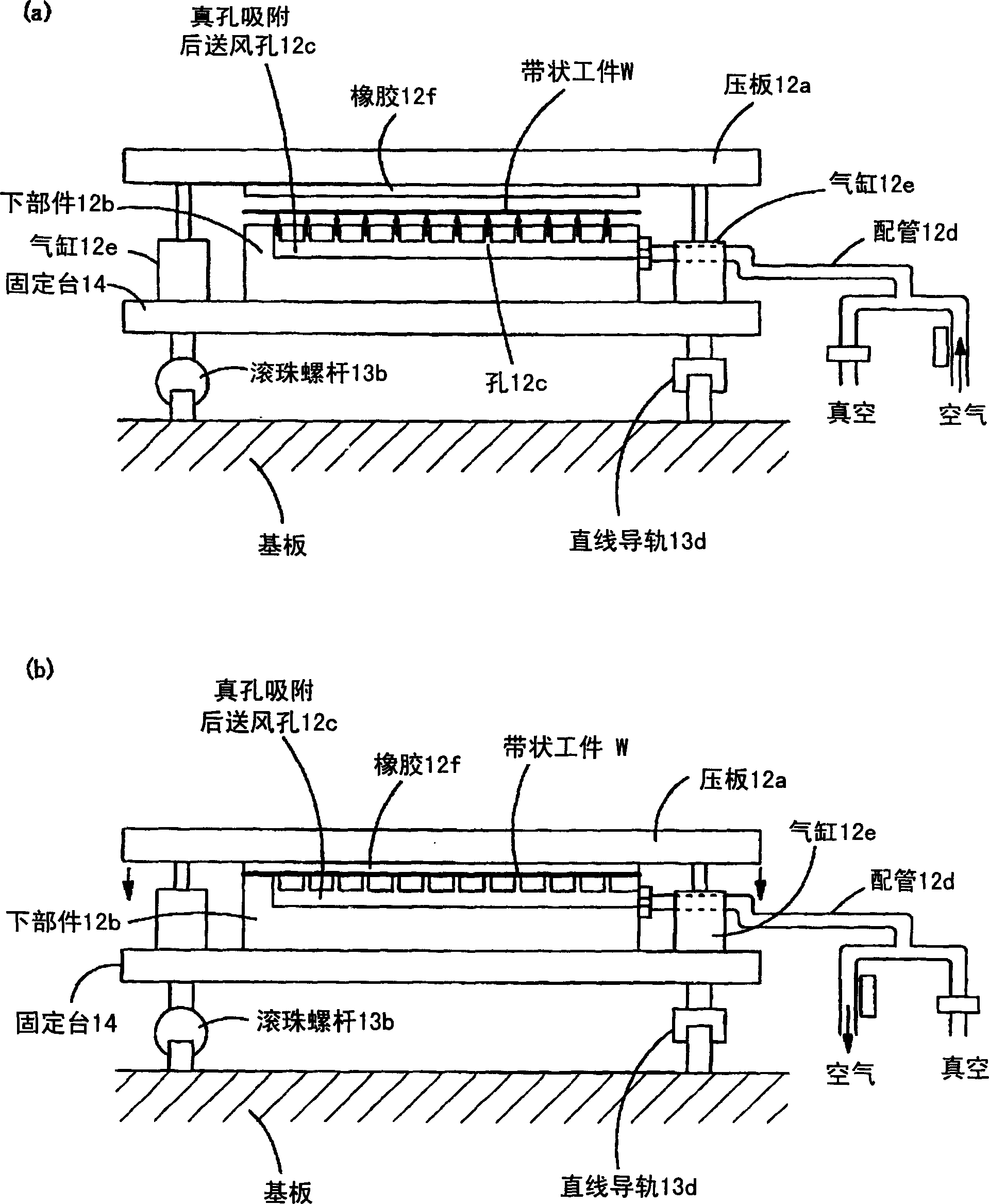 Double-sided projection exposure device of belt-shape workpieces