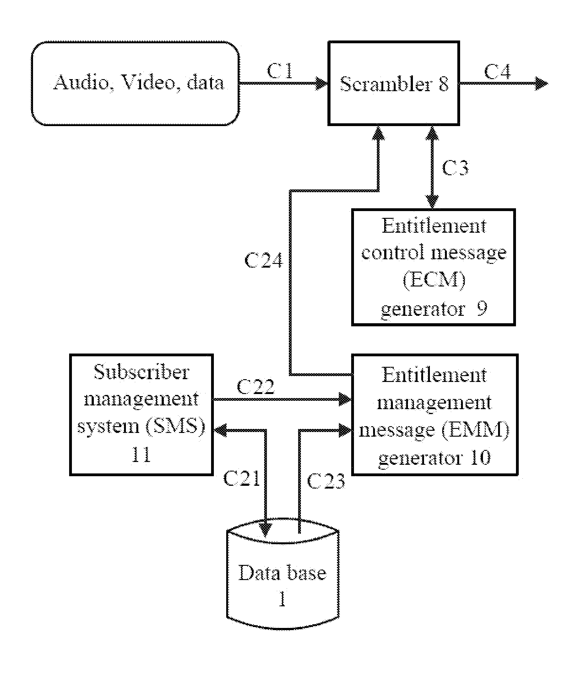 Digital TV conditional access system and method of using the same for transmitting and receiving digital data