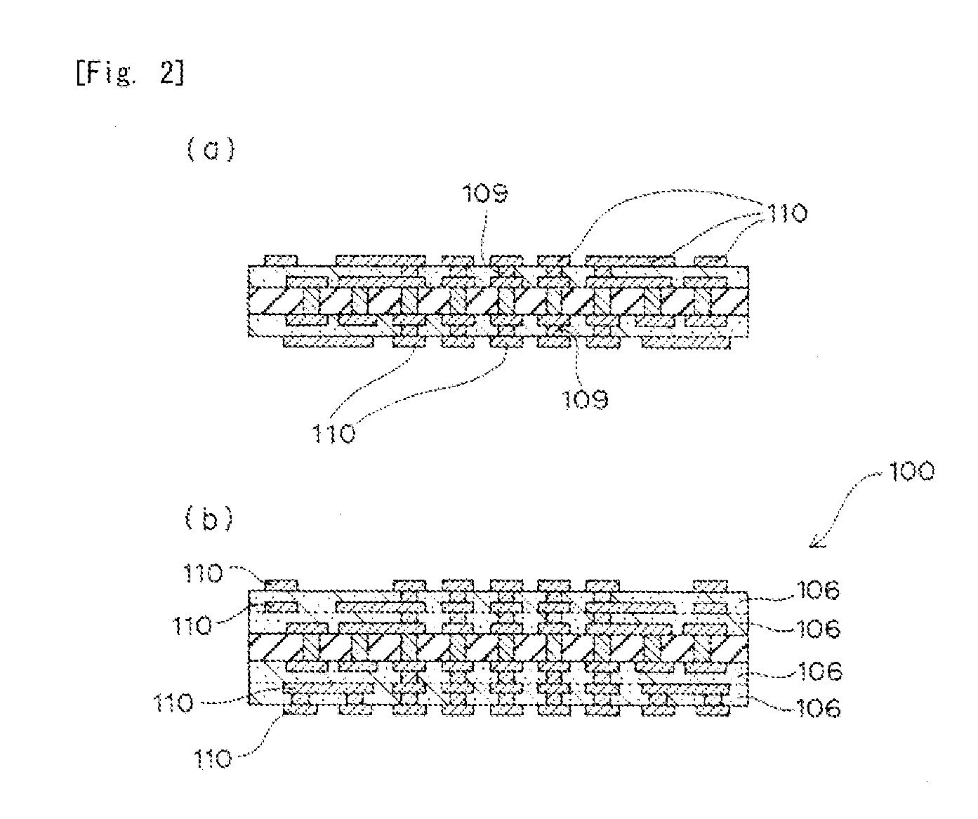 Built-up substrate, method for manufacturing same, and semiconductor integrated circuit package